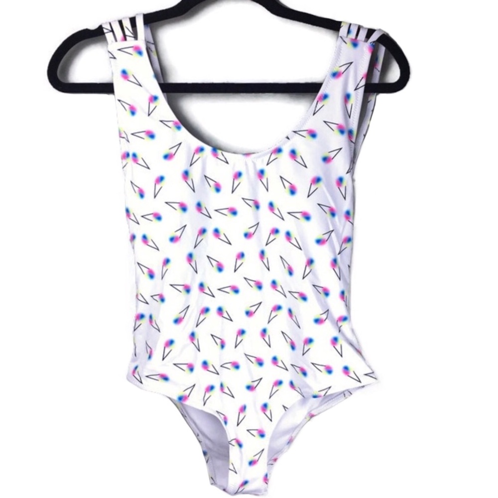 NWT Cheeky Gal Super Strappy Back Snowcone Print One Piece Swimsuit Size Large